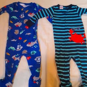 Carters pajama onsie, sea theme two pack, 9 months